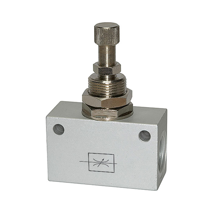 RIEGLER Throttle valve, in block shape, Anodised aluminium, G 1/8