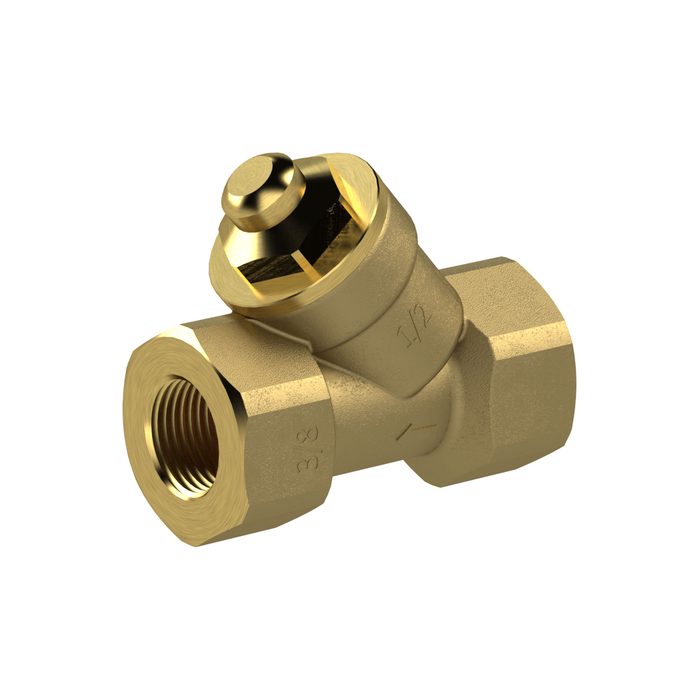 [103827] RIEGLER Check valve, Inclined seat design, Brass, Rp 3/4, 0.5 bar