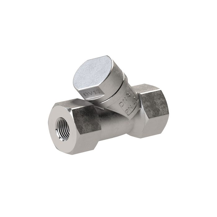 [103836] RIEGLER Check valve inclined seat design stainless steel, G 1, 0.2 bar