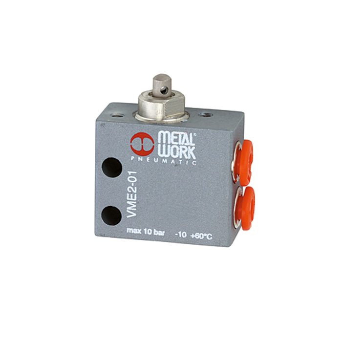 [106387] RIEGLER 3/2-way miniature valve, Mechanical, Tappet, NC, 4 mm (side)