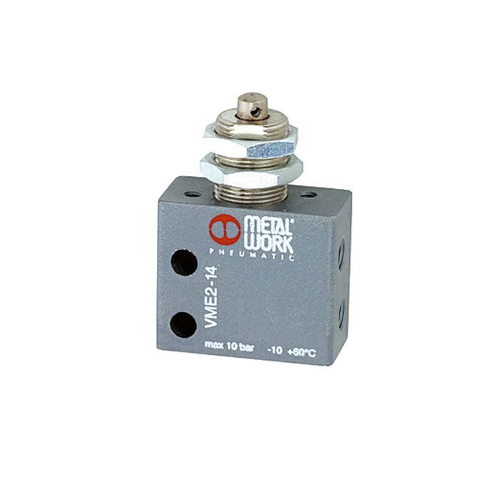 [106390] RIEGLER 3/2-way mini valve, Mechanical, Tappet panel mounting, NC M5 side