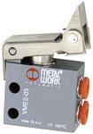 RIEGLER 3/2-Miniventil, mech., Rollenhebel, freier Rücklauf, 4 mm seitl.