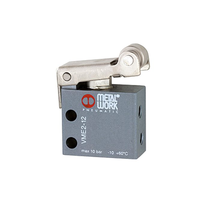 [106395] RIEGLER 3/2-way miniature valve, Mechanical, Roller lever, NC, 4 mm side
