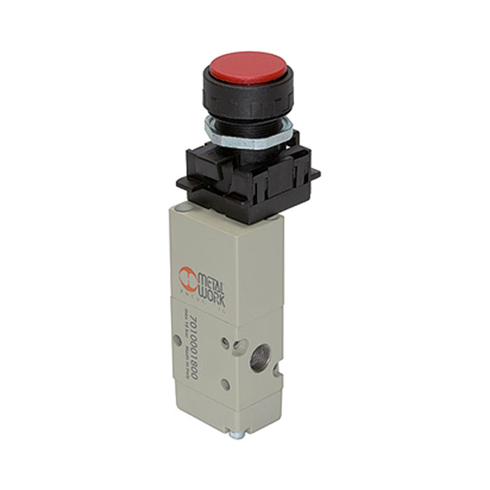 RIEGLER 3/2-way valve, manual, Push button, NC, monostable, G 1/8