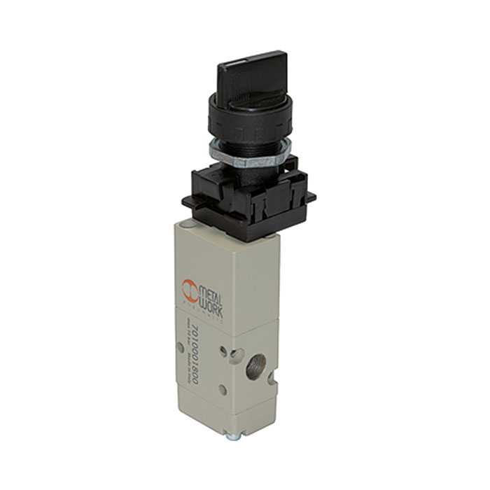 RIEGLER 3/2-way valve man. short wing lever, NC monost. G1/8, valve pos.3