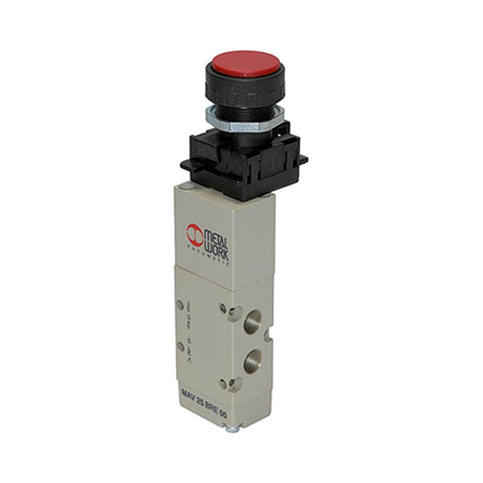 RIEGLER 5/2-way valve, manual, Push button, monostable, G 1/8