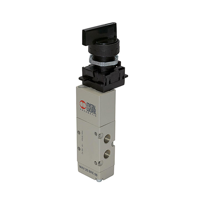 RIEGLER 5/2-way valve, man.rotating lever long bistable G1/8 valve pos.2