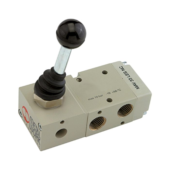 [106462] RIEGLER 3/2-Wegeventil, man. 90° Hebel monostabil G 1/2