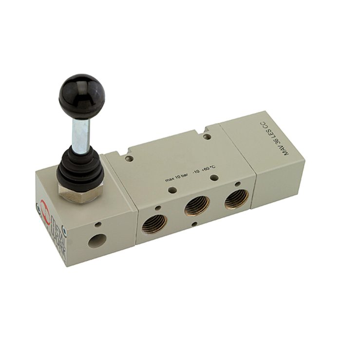 [106485] RIEGLER 5/3-way valve, man. 90° lever G1/2 mid-position closed, detent