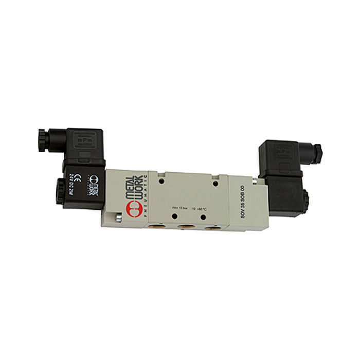 RIEGLER 5/2-Wegeventil, elektropneumat., bistabil, G 1/4, 230 V, 50 Hz