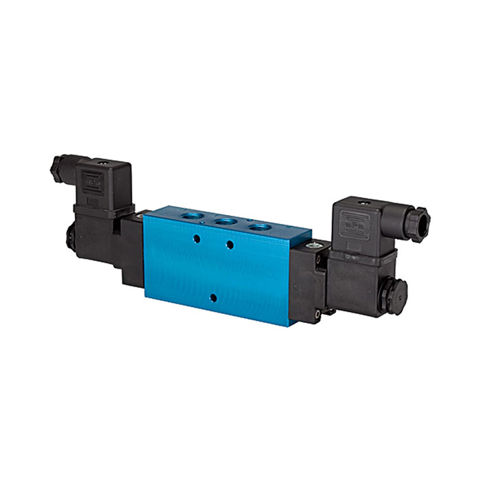 RIEGLER 5/2-way valve two-sided electromagnetic, bistable, G 1/4, 24 V DC