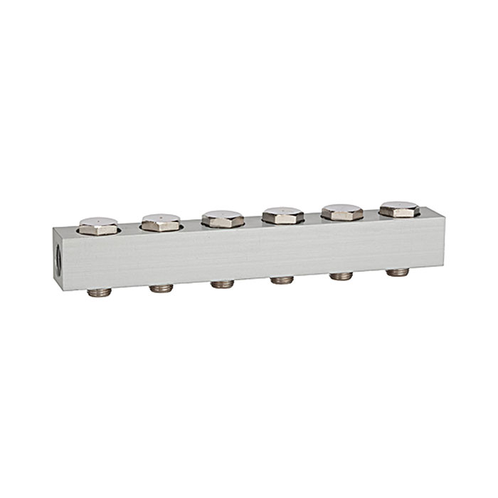 RIEGLER Supply strip for the way valves, with 6 valve positions, G 1/8