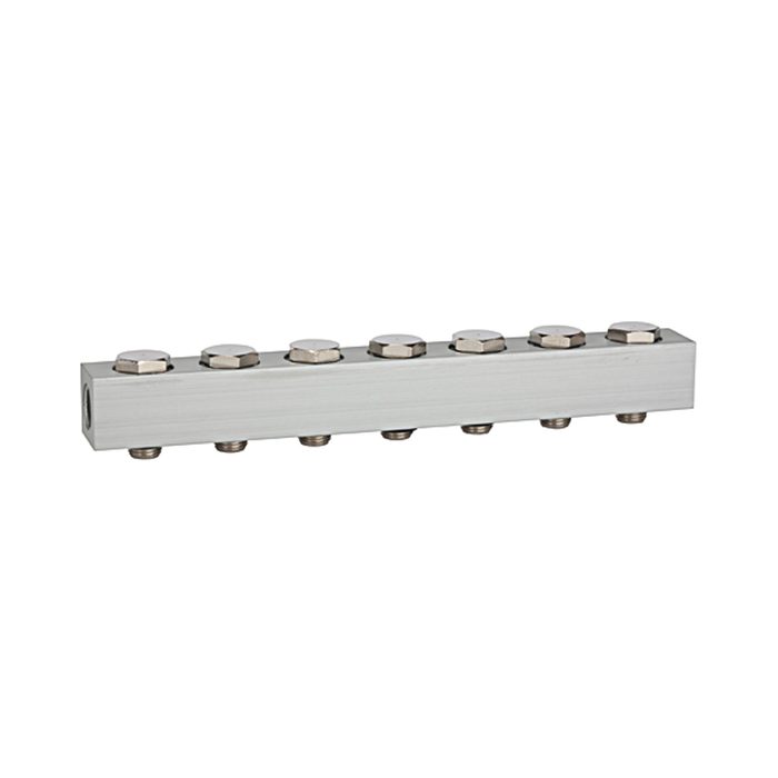 [106615] RIEGLER Supply strip for the way valves, with 7 valve positions, G 1/8