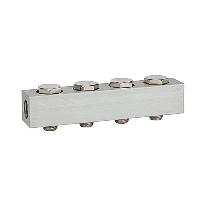 RIEGLER Supply strip for the way valves, with 4 valve positions, G 1/4