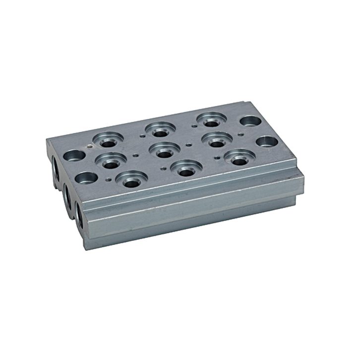 [106624] RIEGLER Mehrfach-Grundplatte für Wegeventile, 4 Ventilpositionen, G 1/8