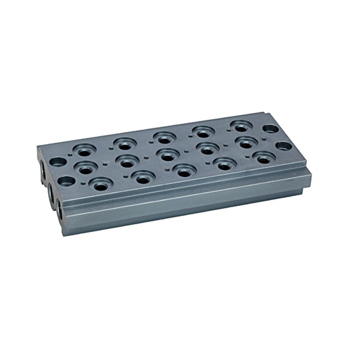 [106625] RIEGLER Mehrfach-Grundplatte für Wegeventile, 5 Ventilpositionen, G 1/8