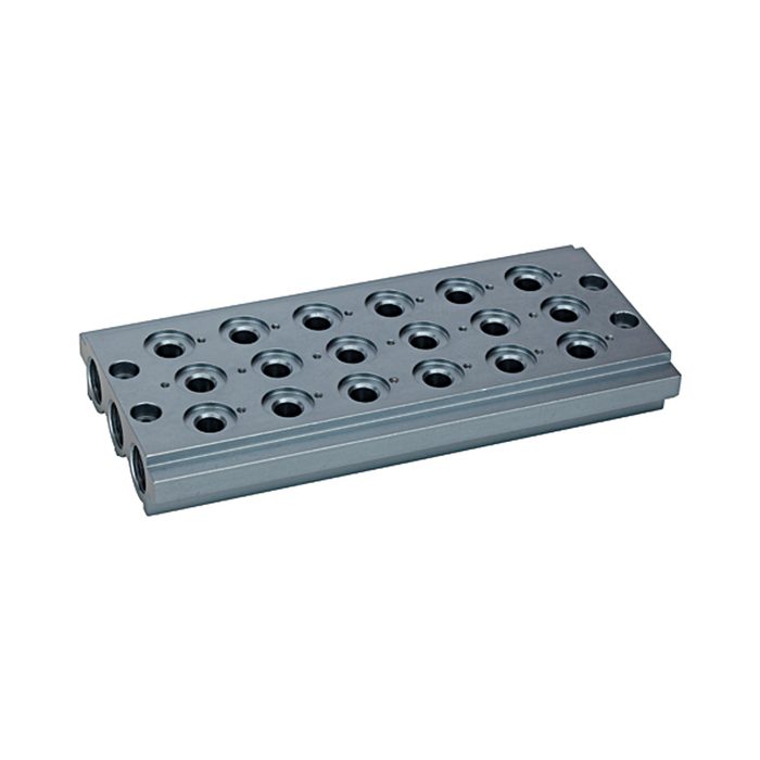 [106626] RIEGLER Mehrfach-Grundplatte für Wegeventile, 6 Ventilpositionen, G 1/8