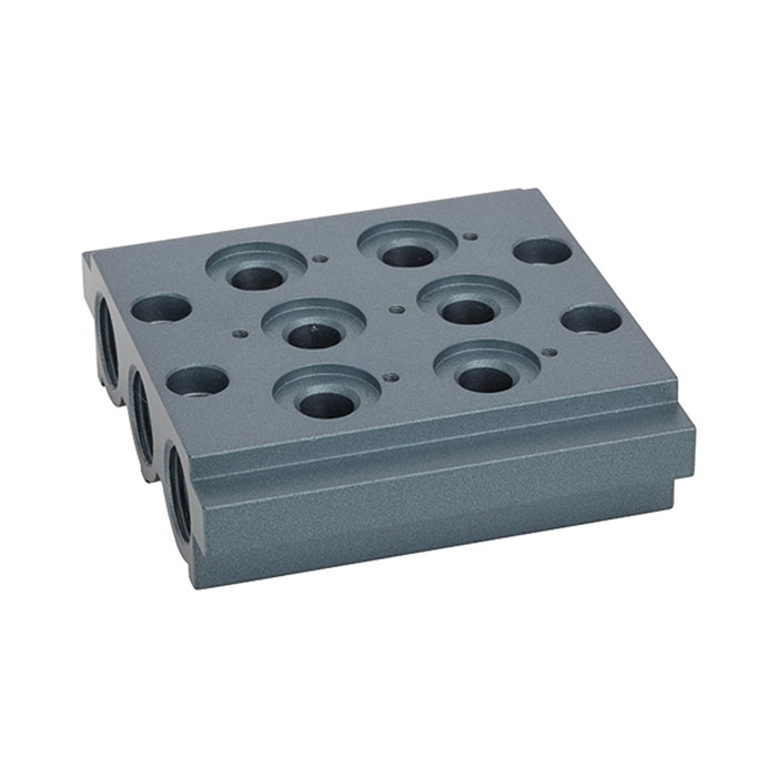 RIEGLER Multi-base plate for the way valves, 2 valve positions, G 1/4