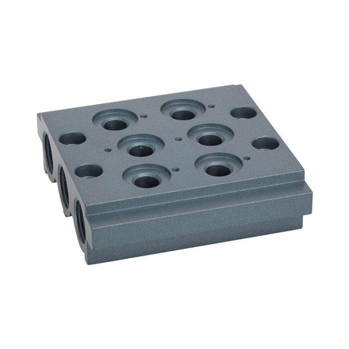 [106632] RIEGLER Mehrfach-Grundplatte für Wegeventile, 2 Ventilpositionen, G 1/4