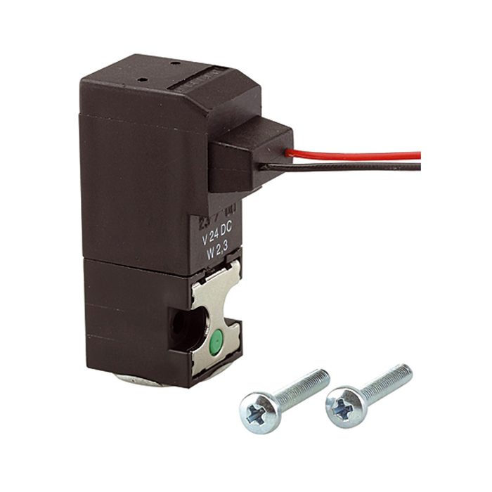 [106642] RIEGLER 3/2-Mini-Magnetventil direktgesteuert NC, 24 VDC, Kabel 30 cm