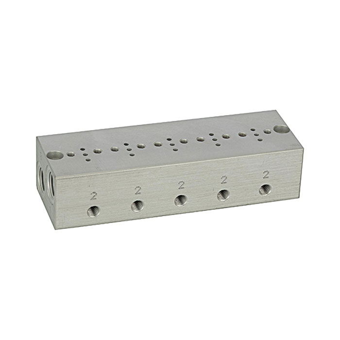 RIEGLER Series base plate 5-fold, M5 for mini solenoid valve 15 mm