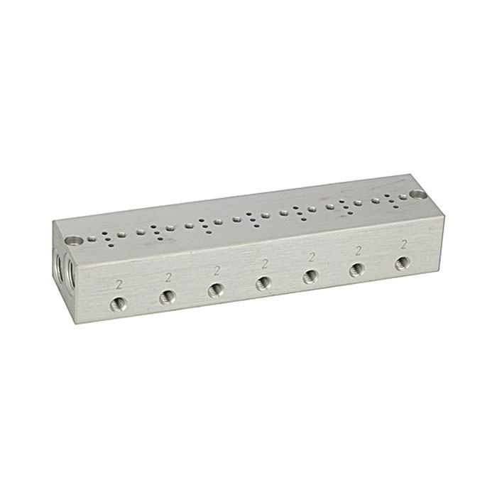 RIEGLER Series base plate 7-fold, M5 for mini solenoid valve 15 mm