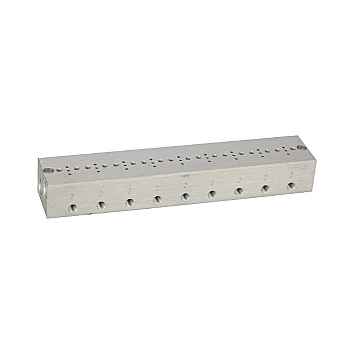 RIEGLER Series base plate 9-fold, M5 for mini solenoid valve 15 mm