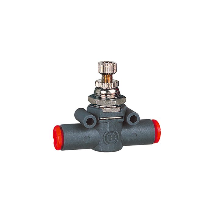 [106715] RIEGLER Unidirect. flow control valve, Flow one-sided, hose-hose, hose Ø6