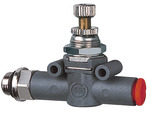 RIEGLER Unidir. flow contr.valve Flow one-sided, thread-hose, G1/4 hoseØ6