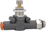 RIEGLER Unidir. flow contr.valve Flow one-sided, hose-thread G1/4 hose Ø8