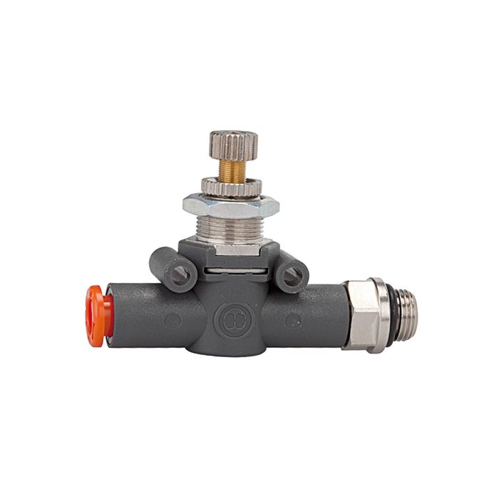 [106729] RIEGLER Unidir. flow contr.valve Flow one-sided, hose-thread G1/4 hose Ø8