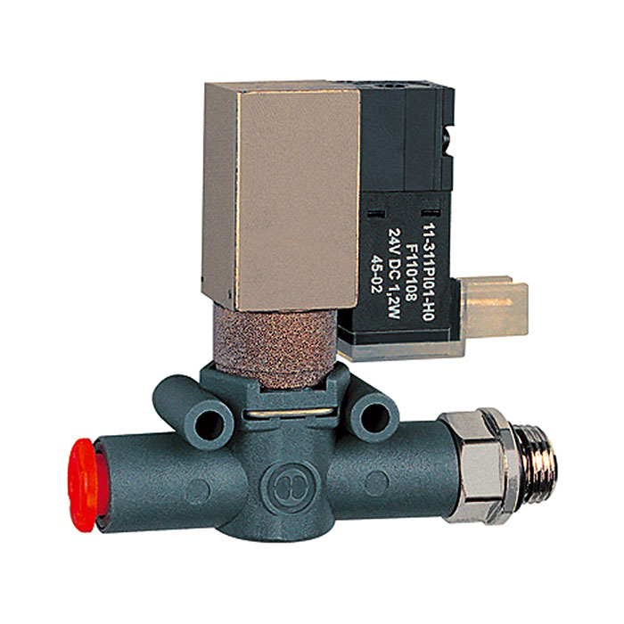 RIEGLER 3/2-way solenoid valve silenced venting, G 1/8, NC, hose 8