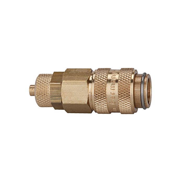 [107136] RIEGLER Quick-connect coupling I.D. 5, bright brass, Hose connection 6x4
