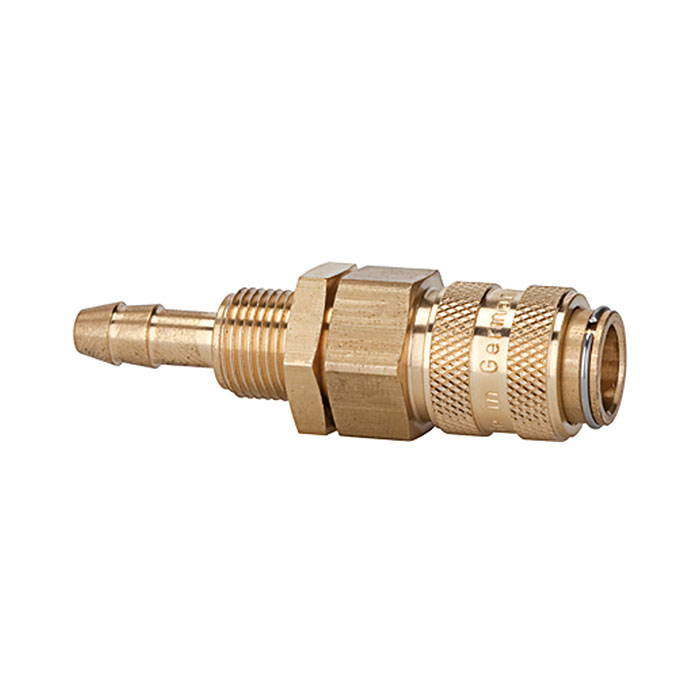 RIEGLER Quick-connect coupling I.D. 5, bright brass, Sleeve I.D. 4, M10x1