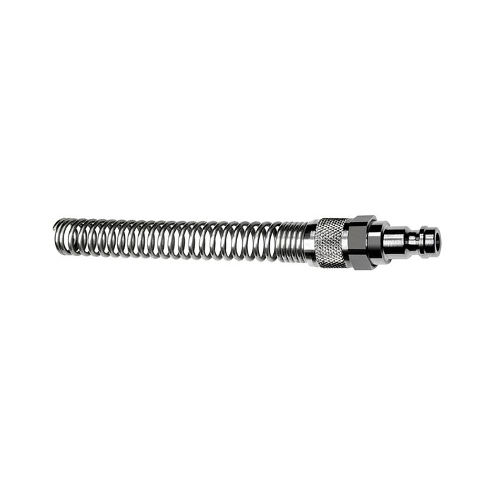 [107182] RIEGLER Nipple I.D. 5, for hose 6x4, Coupling nut, kink protection spring