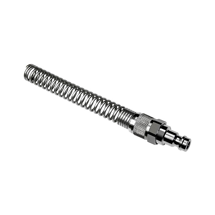 [107182] RIEGLER Nipple I.D. 5, for hose 6x4, Coupling nut, kink protection spring