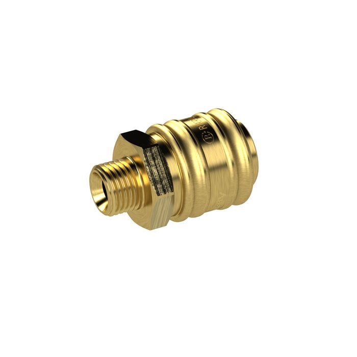[107210] RIEGLER Quick-connect coupling I.D. 7.2, bright brass, G 1/2 ET