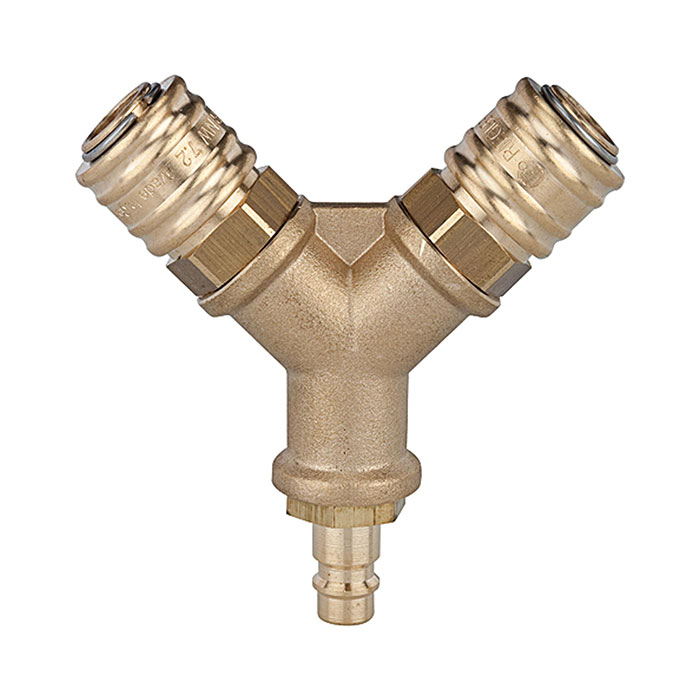 [107262] RIEGLER Distributor 2 quick-connect couplings I.D. 7.2, Plug nipple G 3/8