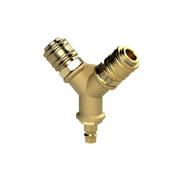 [107262] RIEGLER Verteiler, 2 Schnellverschlusskuppl. NW7,2, Nippel NW7,2-7,8 G3/8