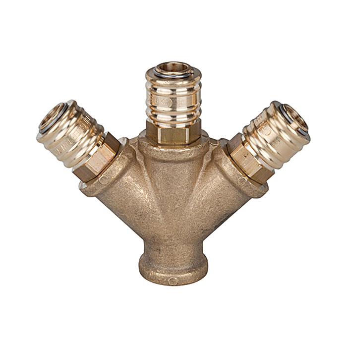RIEGLER Distributor with 3 quick-connect couplings I.D. 7.2, G 1/2 IT