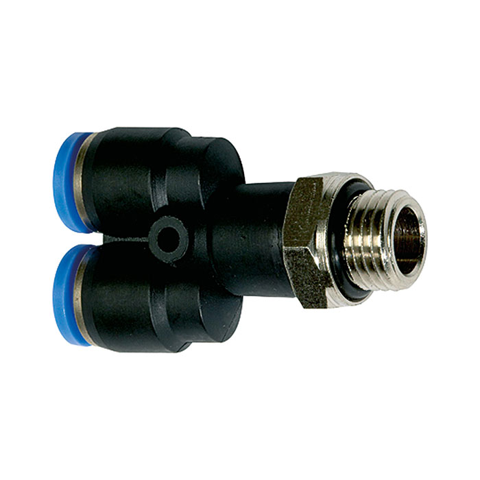 [109589] RIEGLER Y-Steckverschraubung »Blaue Serie«, drehbar, G 1/8 außen, Ø 12 mm