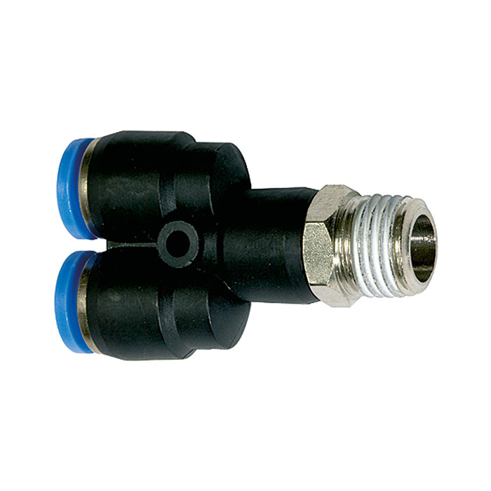 RIEGLER Push-in Y-fitting »Blue Series«, rotating, R 1/8 o.