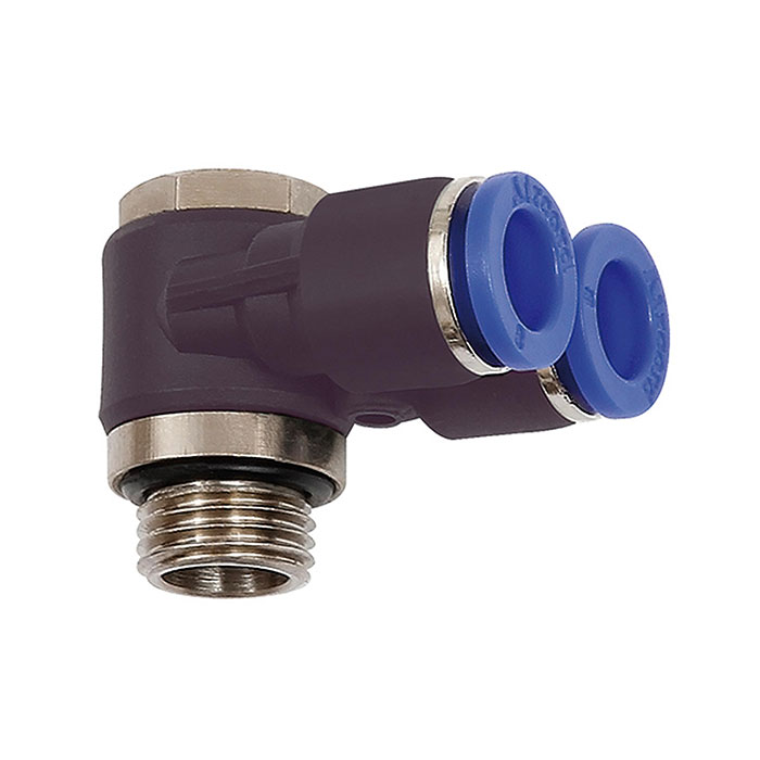 RIEGLER Y-Winkelsteckverschraubung »Blaue Serie«, drehbar, M5 außen Ø 4mm