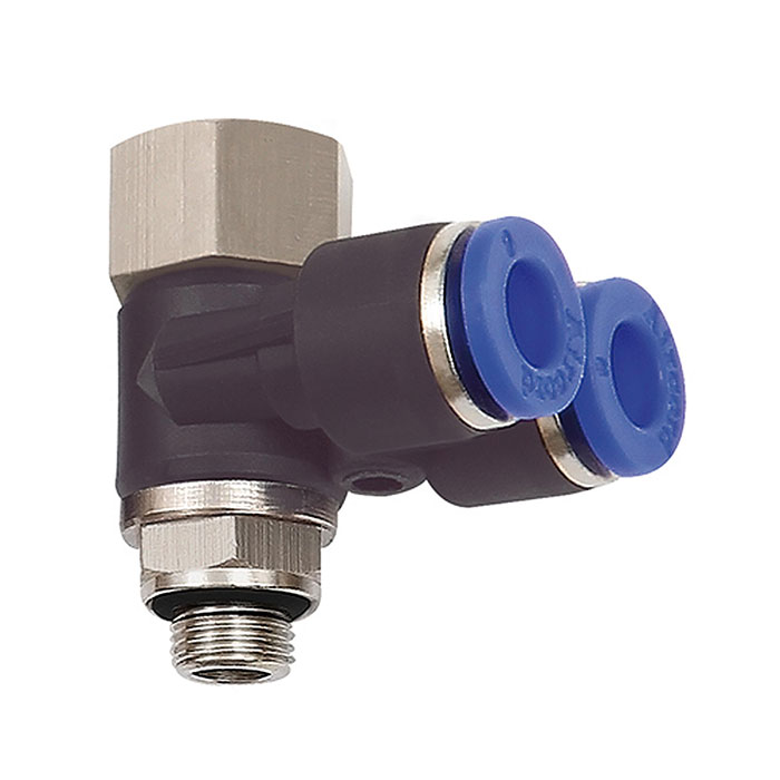 RIEGLER Y-Winkelsteckverschraubung »Blaue Serie«, drehbar, M5 i./a.
