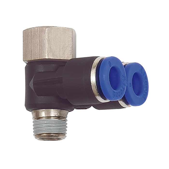 RIEGLER Y-Winkelsteckverschraubung »Blaue Serie« drehbar, G/R 3/8 i./a.