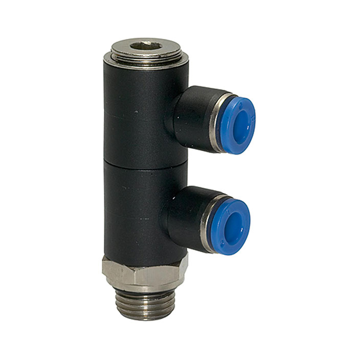 RIEGLER L-Mehrfachverteiler »Blaue Serie«, 2-fach drehbar, G 1/2 a. Ø10mm