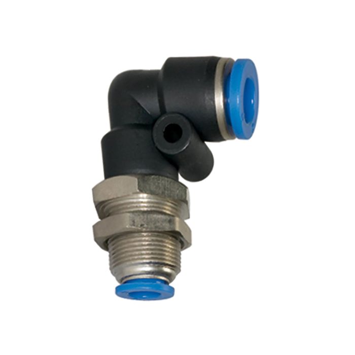 [109826] RIEGLER Push-in bulkhead L-connector »Blue Series« M27x1, hose ext. Ø 16
