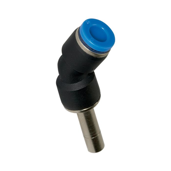 [109885] RIEGLER Steckverbindung 45°, Stecknippel 6 mm »Blaue Serie«, Schlauch-Ø 6