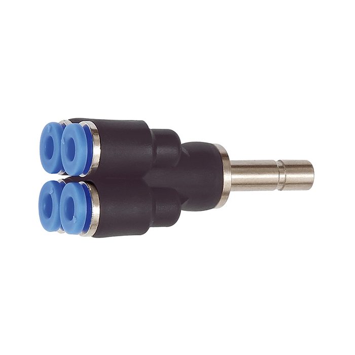 [109913] RIEGLER T-Mehrfachvert. 4fach, Stecknippel 8 mm »Blaue Serie« Schl.-Ø 4x6