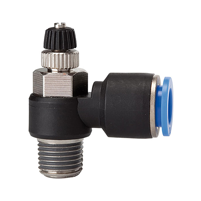 RIEGLER Drosselrückschlagventil »Blaue Serie«, Zuluftdros., R 1/8 a. Ø4mm